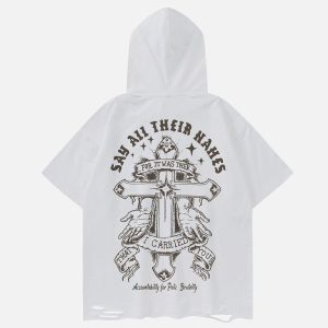 Concert Outfit Crossprint Washed Hooded Tee