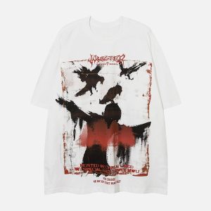 Concert Outfit Crow Erosion Shadow Hip-Hop T-Shirt