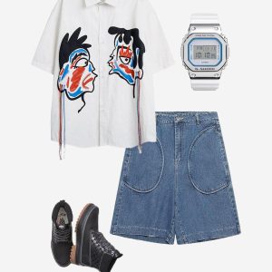 Concert Outfit Curved Pockets Jorts