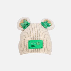 Concert Outfit Cute Cartoon 3D Frog Knitting Hat