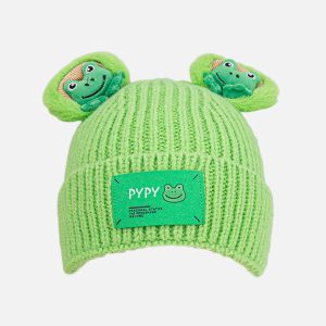 Concert Outfit Cute Cartoon 3D Frog Knitting Hat