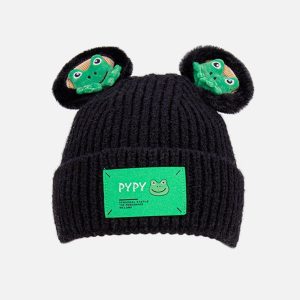 Concert Outfit Cute Cartoon 3D Frog Knitting Hat