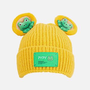 Concert Outfit Cute Cartoon 3D Frog Knitting Hat