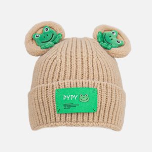 Concert Outfit Cute Cartoon 3D Frog Knitting Hat