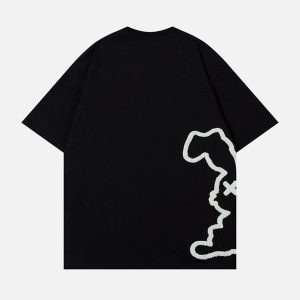 Concert Outfit Cutted Rabbit Embroidery Tee