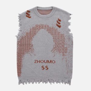 Concert Outfit Cyberpunk Dot Matrix Sweater Vest