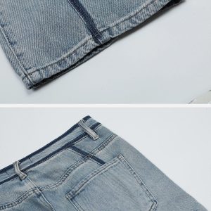 Concert Outfit Dark Color Curve Patchwork Jeans