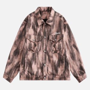 Concert Outfit Dark Graffiti Suede Utility Jacket