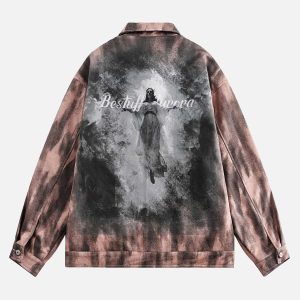 Concert Outfit Dark Graffiti Suede Utility Jacket