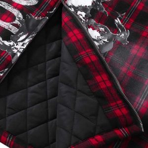 Concert Outfit Dark Plaid Hooded Quilted Jacket