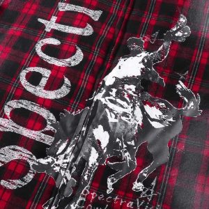 Concert Outfit Dark Plaid Hooded Quilted Jacket