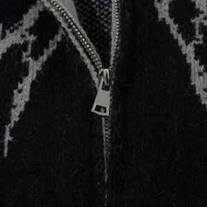 Concert Outfit Dark Spider Web Zipper Stand Collar Cardigan