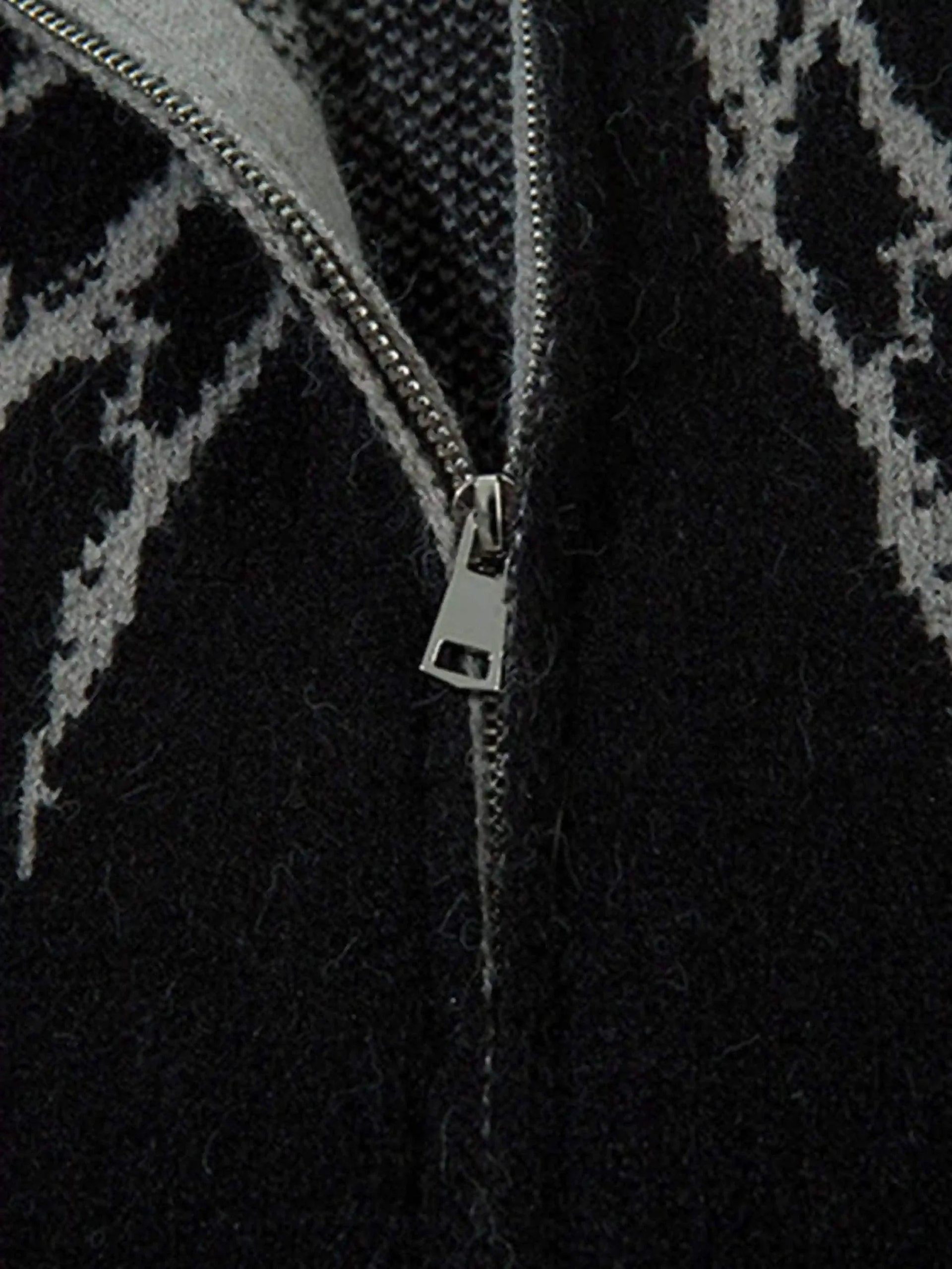 Concert Outfit Dark Spider Web Zipper Stand Collar Cardigan Concert Outfit Dark Spider Web Zipper Stand Collar Cardigan