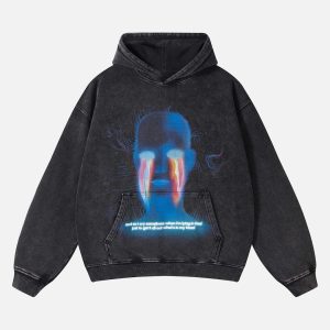 Concert Outfit Dark Style Hooded Loose Sweatshirt