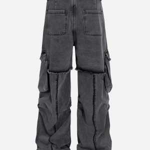 Concert Outfit Deconstruct Fringe Big Pocket Jeans