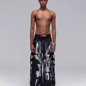 Concert Outfit Deconstructed Brushed Silver Ribbon Drawstring Pant