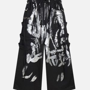 Concert Outfit Deconstructed Brushed Silver Ribbon Drawstring Pant