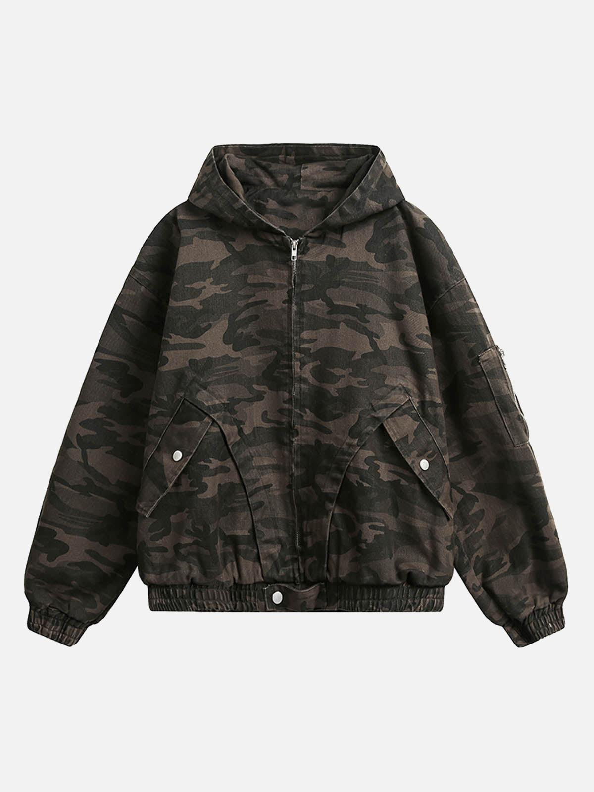 Concert Outfit Deconstructed Camouflage Workwear Cardigan Hooded Jacket Concert Outfit Deconstructed Camouflage Workwear Cardigan Hooded Jacket