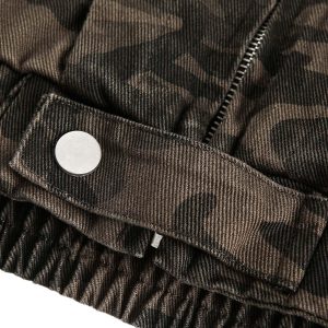 Concert Outfit Deconstructed Camouflage Workwear Cardigan Hooded Jacket