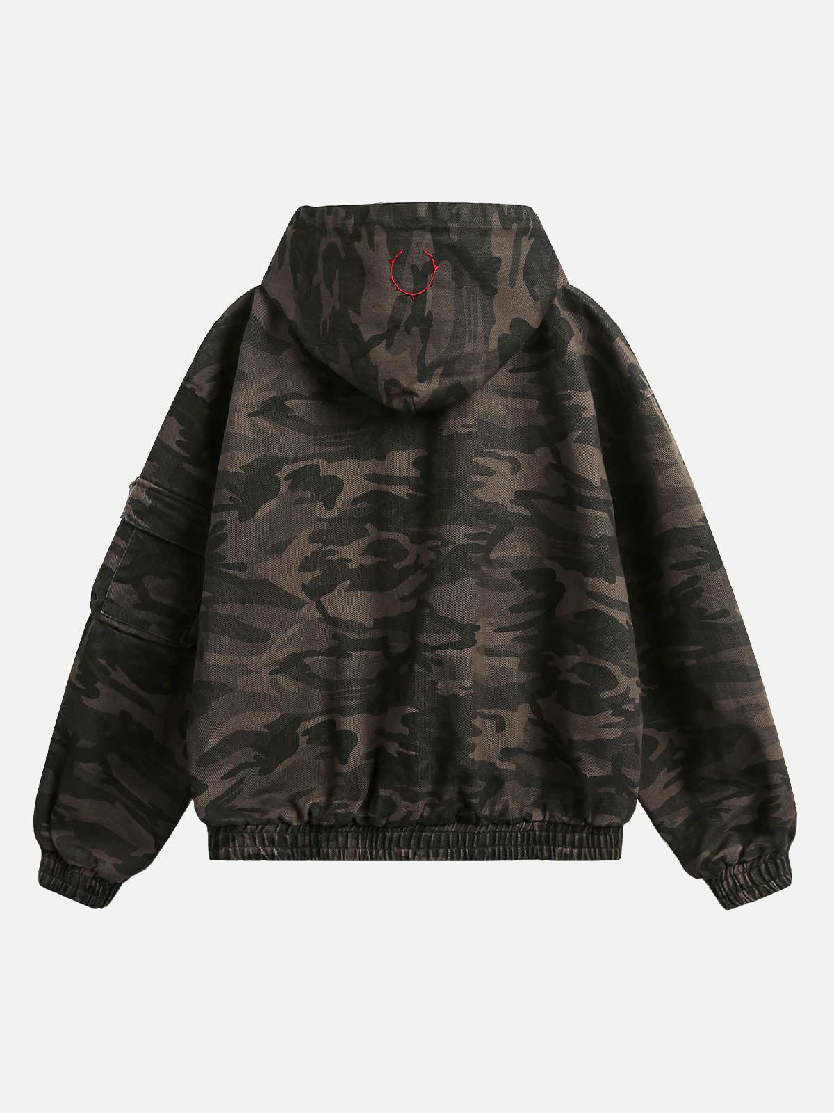 Concert Outfit Deconstructed Camouflage Workwear Cardigan Hooded Jacket Concert Outfit Deconstructed Camouflage Workwear Cardigan Hooded Jacket