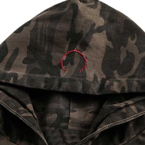 Concert Outfit Deconstructed Camouflage Workwear Cardigan Hooded Jacket