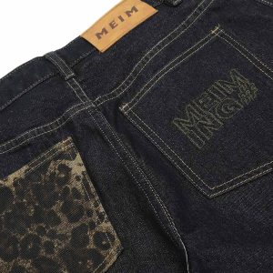 Concert Outfit Deconstructed Cheetah Print Baggy Barrel Jeans