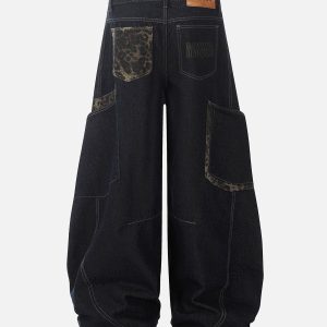 Concert Outfit Deconstructed Cheetah Print Baggy Barrel Jeans