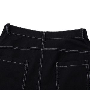 Concert Outfit Deconstructed Contrast Embroidered Baggy Jeans