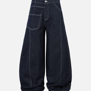 Concert Outfit Deconstructed Contrast Stitching Barrel Jeans
