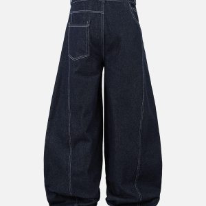 Concert Outfit Deconstructed Contrast Stitching Barrel Jeans