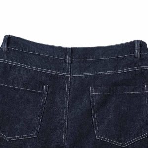 Concert Outfit Deconstructed Contrast Stitching Pleated Baggy Barrel Jeans