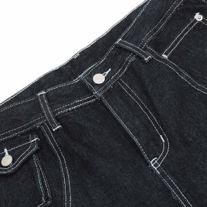 Concert Outfit Deconstructed Multi-Pocket Cargo Straight Jeans