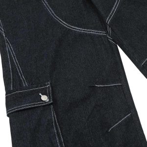 Concert Outfit Deconstructed Multi-Pocket Cargo Straight Jeans