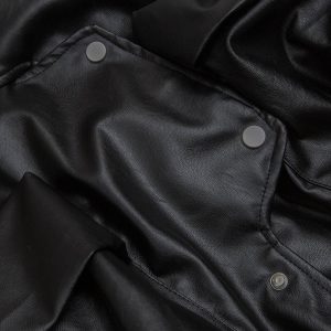 Concert Outfit Deconstructed Multi Pocket Fur Hooded PU Leather Jacket