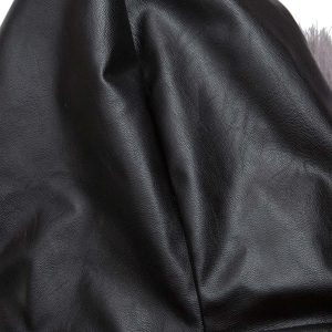 Concert Outfit Deconstructed Multi Pocket Fur Hooded PU Leather Jacket