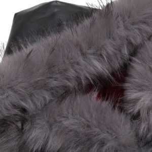 Concert Outfit Deconstructed Multi Pocket Fur Hooded PU Leather Jacket