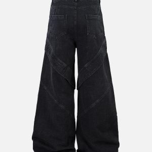 Concert Outfit Deconstructed Split Pleated Pocket Cargo Jeans