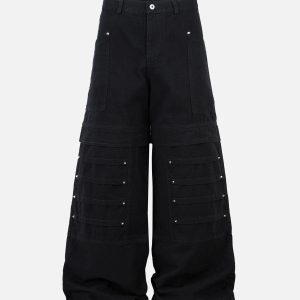 Concert Outfit Deconstructed Split Rivet Cargo Jeans