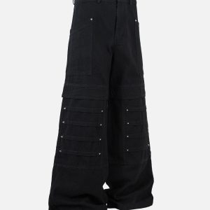 Concert Outfit Deconstructed Split Rivet Cargo Jeans