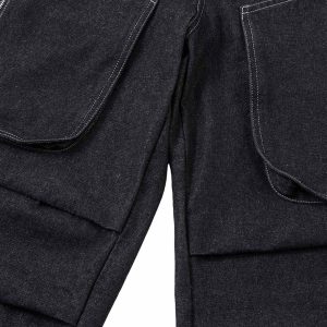 Concert Outfit Deconstructed Split Topstitched Pleated Pocket Jeans