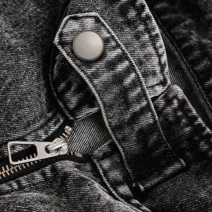 Concert Outfit Deconstructed Stand Collar Denim Jacket