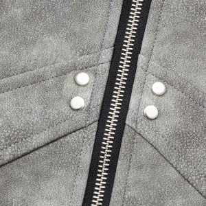 Concert Outfit Deconstructed Zip Up Leather Bomber Jacket