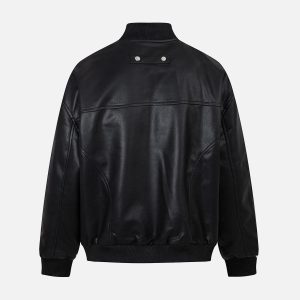 Concert Outfit Deconstructed Zip Up Leather Bomber Jacket