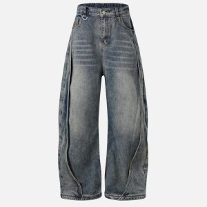 Concert Outfit Deconstruction Patchwork Washed Loose Jeans