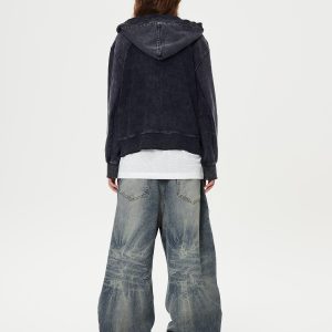 Concert Outfit Deconstruction Patchwork Washed Loose Jeans