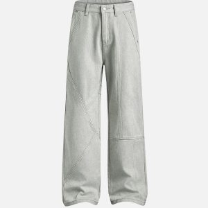 Concert Outfit Deconstructive Patchwork Washed Jeans