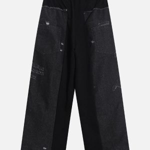 Concert Outfit Denim Patchwork Sweatpants