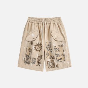 Concert Outfit Desert Graffiti Print Shorts