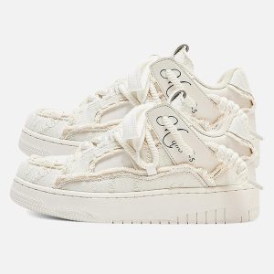 Concert Outfit Destruction Series Tassel Contrast Color Sneakers