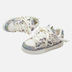 Concert Outfit Destruction Series Tassel Contrast Color Sneakers